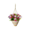 thumbnail image 1 of 1* Artificial Hanging Basket Decorative Flower Pot With Spring Fake Flowers - Realistic Faux Floral Arrangement In Woven Basket With Hanging Rope, Versatile For Home, Patio,, 1 of 6