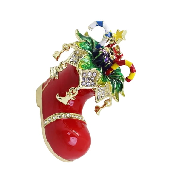 1. Artistic Enameled Holiday Boot Box For Festive Home Decor, Storage & Christmas Party Supplies
