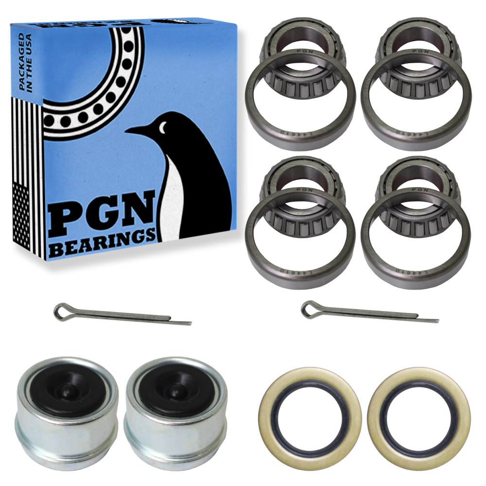 1'' Axles Trailer Wheel Hub Bearings Kit L44643/10, Seal + Pin + Dust