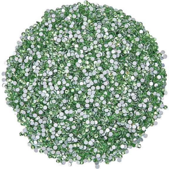 1 B0X 5760Pcs Diamond Art Replacement Gems Flatback Rhinestones Bulk Glass Rhinestone Faceted Half Round Green Painting Small Beads for Crafts Clothing Shoes DIY Decorations Nail Hairpin Peridot