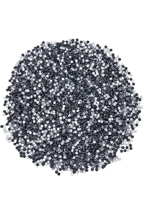 1 B0X 5760Pcs Glass Rhinestones Beads Diamond Art Replacement Gems Rhinestone Black Painting Flatback Faceted Half Round Sparkle Beads for Makeup Nails Clothing Shoes DIY Decorations Nail Jet