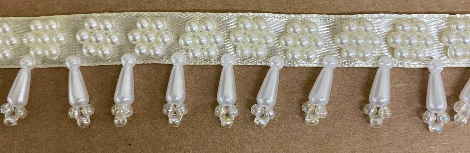 beaded trim by the yard for dresses Ivory Beaded Dress Trim main image 0