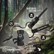 #1 BEST Fire Starter - SurvivalSPARK Emergency Magnesium Fire Starter - Survival Fire Starter with Compass and Whistle