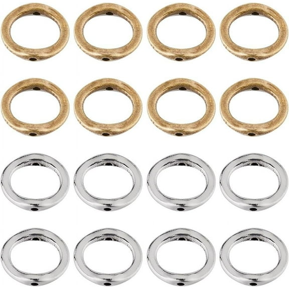 1 BOX 100PCS 15mm Alloy Round Bead Frames Beads Connector Metal Silver Bronze Circle Link Ring Bezel Hollow Frame Spacer Bead Bulk