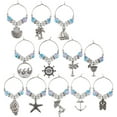 1 BOX 12PCS Silver Beach Drink Charms Bulk Wine Glass Identifiers Alloy