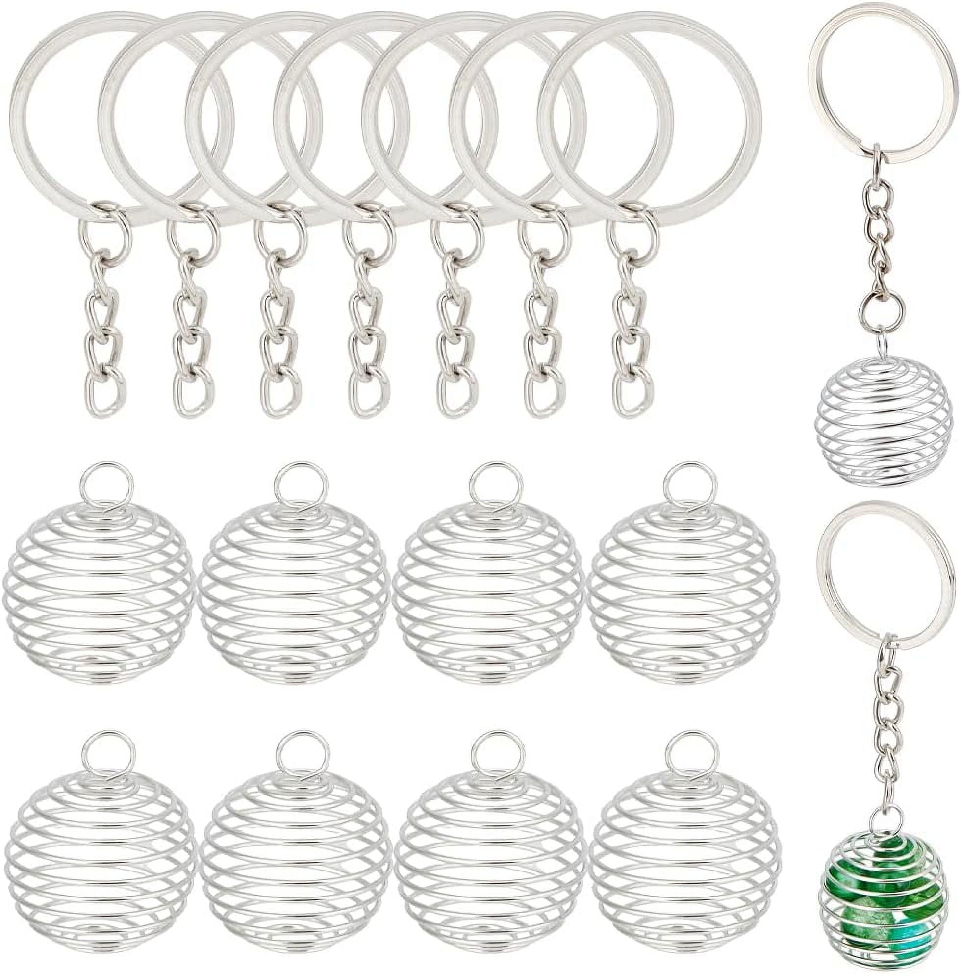 BOX 15 SETS Silver Stone Holder Pendants Cage Charms With