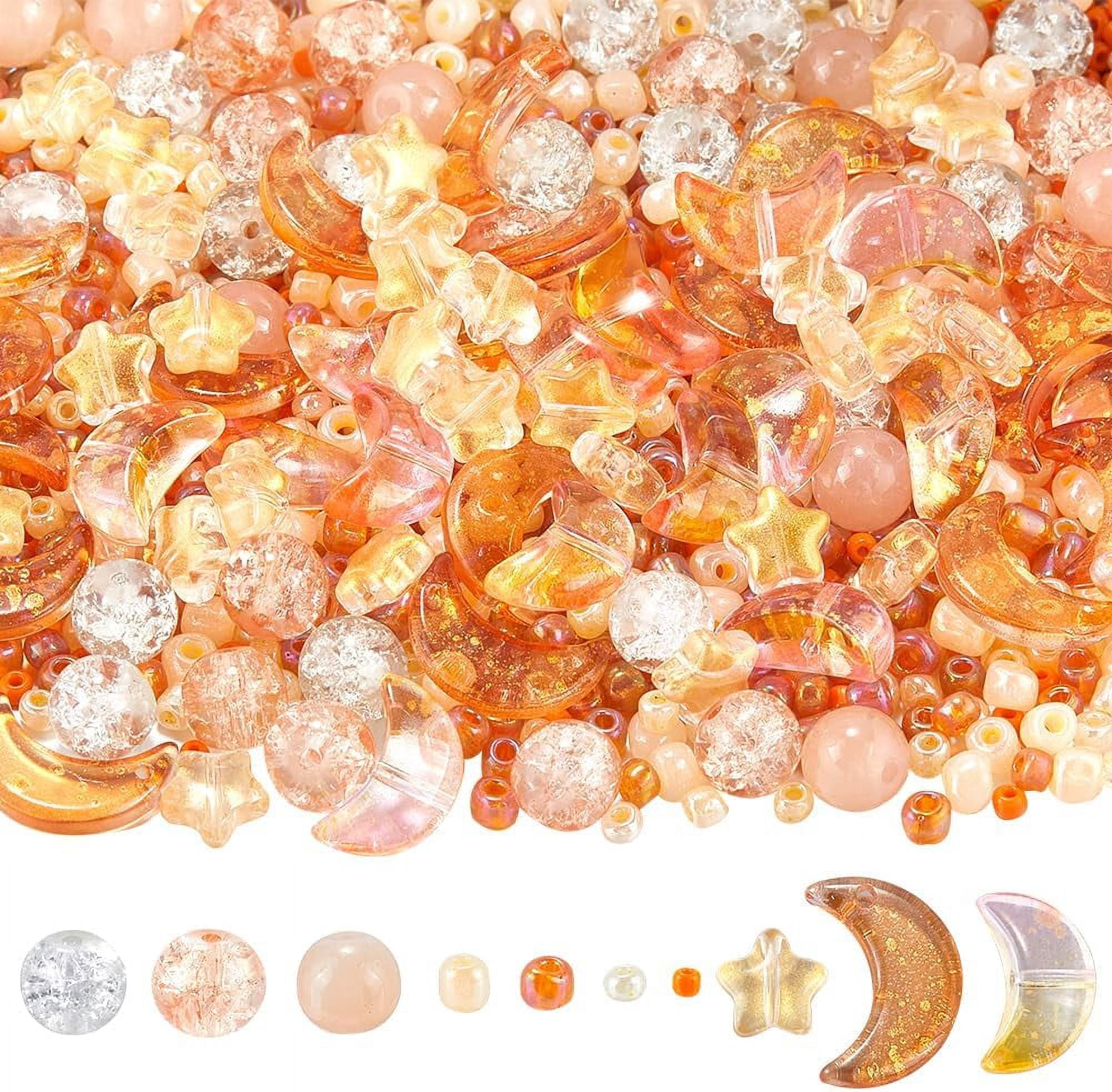 1 BOX about 1700+PCS Orange Bracelet Making Kit Star and Moon Beads