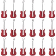 1 BOX 20PCS Guitar Charms Bulk Music Instruments Charms Alloy Silver Red Enamel Metal Mini Cute Musical Elements Charm