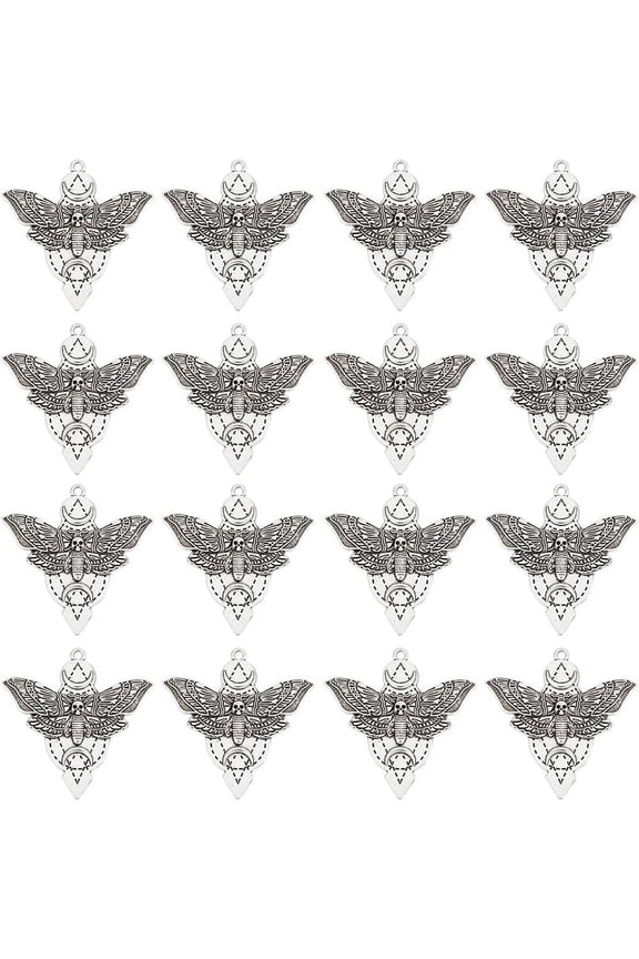 1 BOX 20PCS Moth Charms Silver Gothic Charms Goth Butterfly Insect Alloy Flying Charms Bulk for Jewelry Making Charms Diy Necklace Earring Beginners Craft