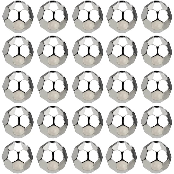 1 BOX 60PCS 16mm Silver Disco Ball Beads Bulk Silver Faceted Beads Rondelle Reflective Focal Plastics Mini Bright Round Loose Spacer Beads for Jewelry Making Beading Kit Bracelet Party Decor 1bag