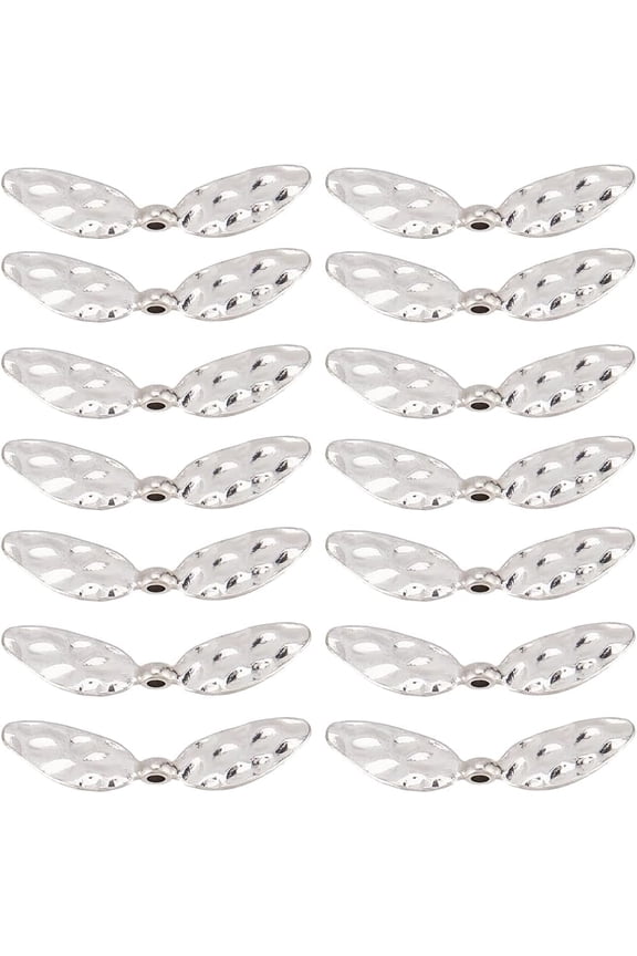 60PCS Alloy Angel Beads Wings Beads Metal Silver Small Butterfly Flying Dragonfly Fairy Wing Loose Spacer Beads Charms Bulk