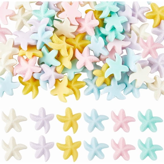 1 BOX 72PCS Starfish Cabochon Ocean Flatback Charms Resin Cute Mini Summer Ocean Sea Hawaii Star Cabochons for Jewelry Making Scrapbooking Embellishments Cellphone Case Craft DIY Decor Colorful