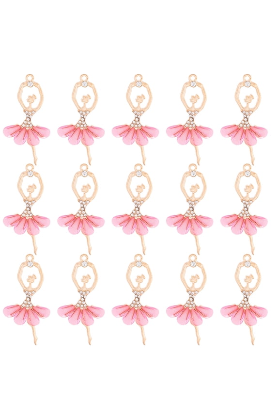 1 BOX Ballerina Charms Dance Charm Bulk Ballet Dancer Theme Shoe Pink Skirt Dress Rhinestone Big Alloy Charms for Jewelry Making Charms