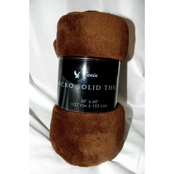 1 BROWN Solid Soft Warm Versatile Small Throw Lightweight Travel Micro Plush Bed Blanket
