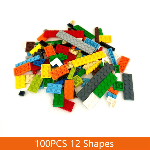 1 Bag 100PCS 12 Shapes Thin Plate Parts City Bulk Building Blocks Mixed Accessory Creative Bricks Compatible Brand 1x1 1x2 1x4 Dots