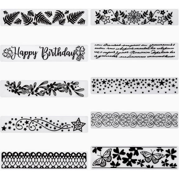 1 Bag 10PCS Flower and Leaf Plastic Embossing Folder DIY Craft Template Moulds Star Stamp Stencils Template Written Words Embossing Folder Stencil Paper Card Decorating Mould for Card Making