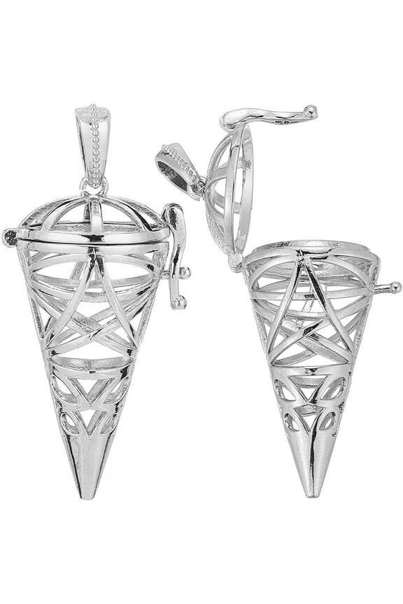 1 Bag 10Pcs Stone Holder Pendant Chime Ball Pendant Locket Charms Crystal Holder Cage Stone Holder Necklace Cone Cage Pendants Diffuser Locket for Jewelry Making Charms Women DIY Necklaces Crafts