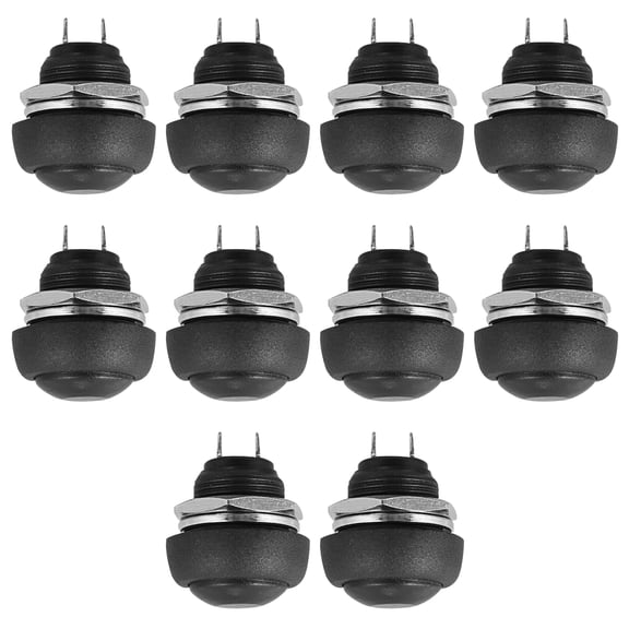 1 Bag 10pcs Waterproof Push Button Mini Round Plastic (Black)