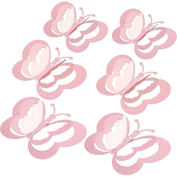 1 Bag 12Pcs 3D Butterfly Wall Decor Stickers 3 Layer Simulation Butterfly Metal Mirror Wall Decal Art 3 Sizes for Home Bedroom Living Room Party Birthday Wedding Festival Decorations(Rose Gold)