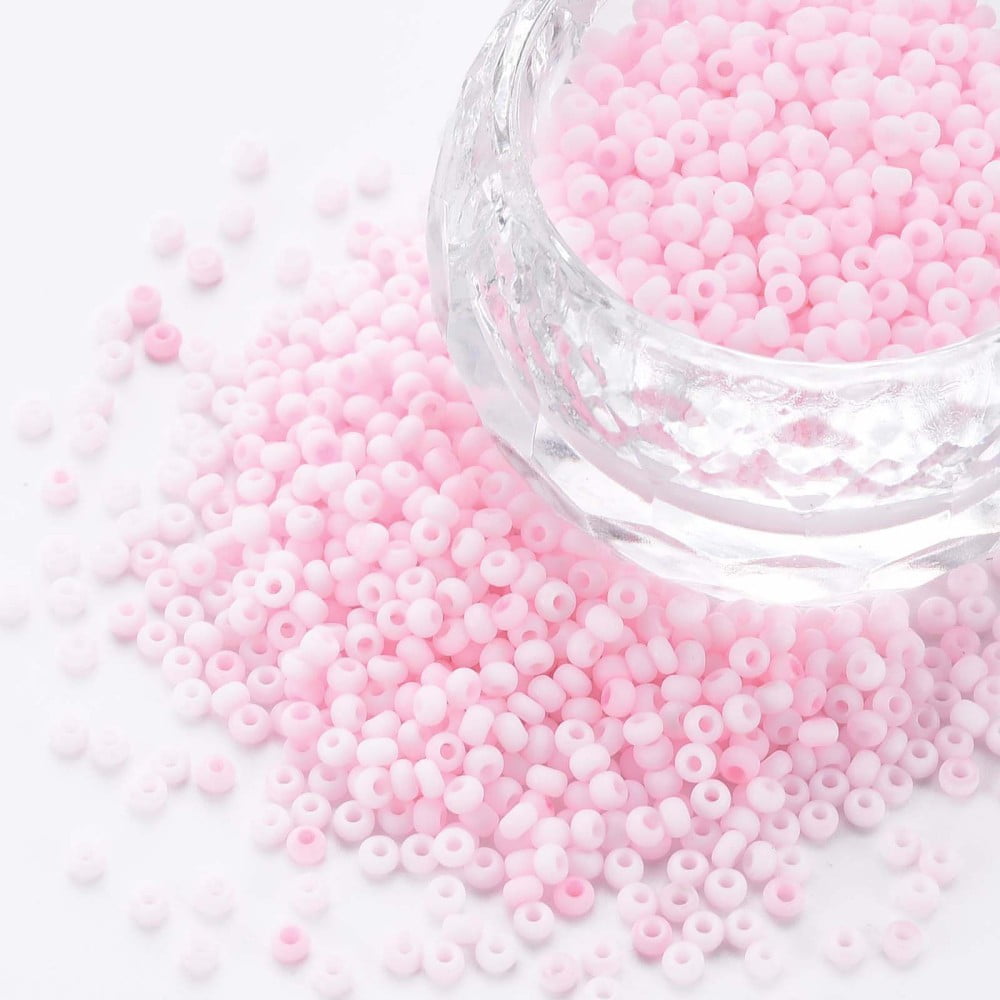 1 Bag 13/0 Glass Seed Beads Macaron Color Round Hole Round Pearl Pink 13/0 2~2.3x1.5mm Hole: 0.8mm 450g/bag