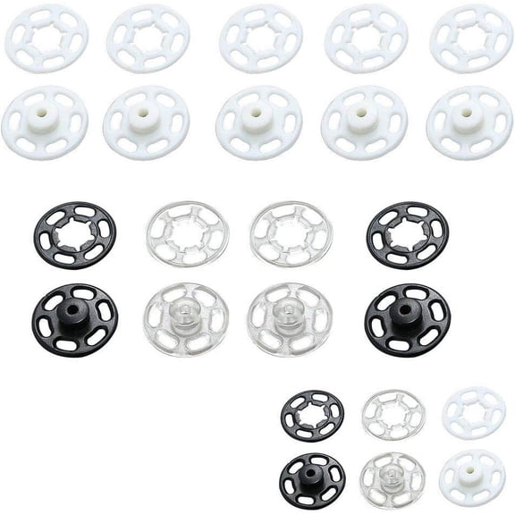 1 Bag/15 Set Invisible Small Plastic Snap Buttons Sew-on Snap Buttons Press Button for Sewing Clothing (Semitransparent, 15mm)