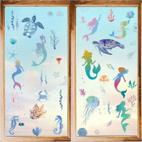 1 Bag 2 Sets 2 Style PVC Wall Sticker Rectangle Shape for Window or Stairway Home Decoration Mixed Shapes 190x140mm 1 set/style