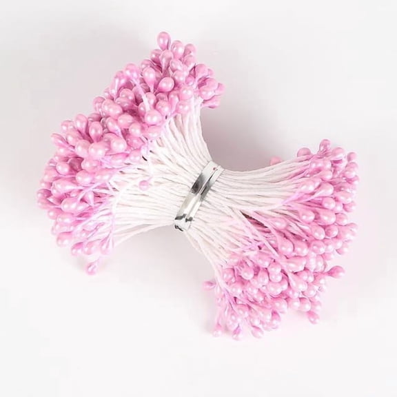 1 Bag 288Pcs Matte Gypsum Floral Core Double Heads Flower Stamen Pistil for Artificial Flower Making Scrapbook Home Wedding Decoration Pearl Pink 3mm making