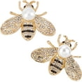thumbnail image 1 of 1 Bag 2Pcs Bee Brooches for Women Crystal Insect Honey Brooch Lapel Pin Rhinestone Fashion Jewelry Set Elegant Personality Accessories with Faux Pearl Gift for Birthday Party Anniversary (gold), 1 of 7