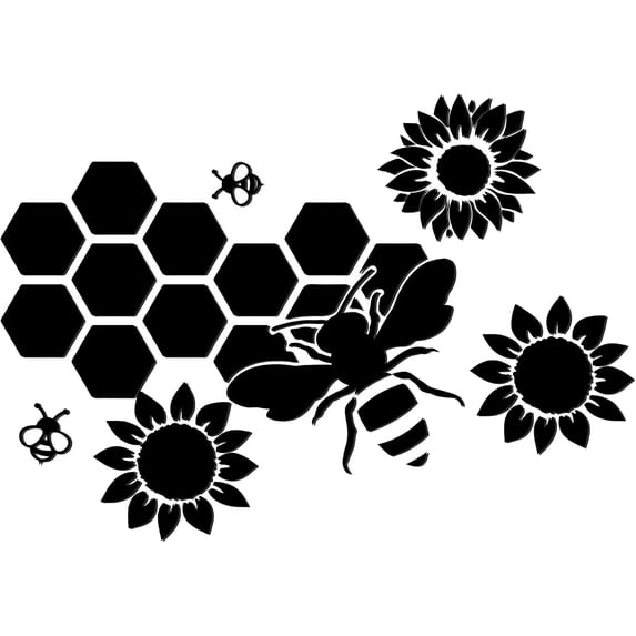 1 Bag 2Pcs Mirror Wall Stickers Square Self Adhesive Acrylic Mirror Sheets with 30Pcs Flat Round Acrylic Double-sided Circles Bees Pattern Sticker: 300x300x1mm