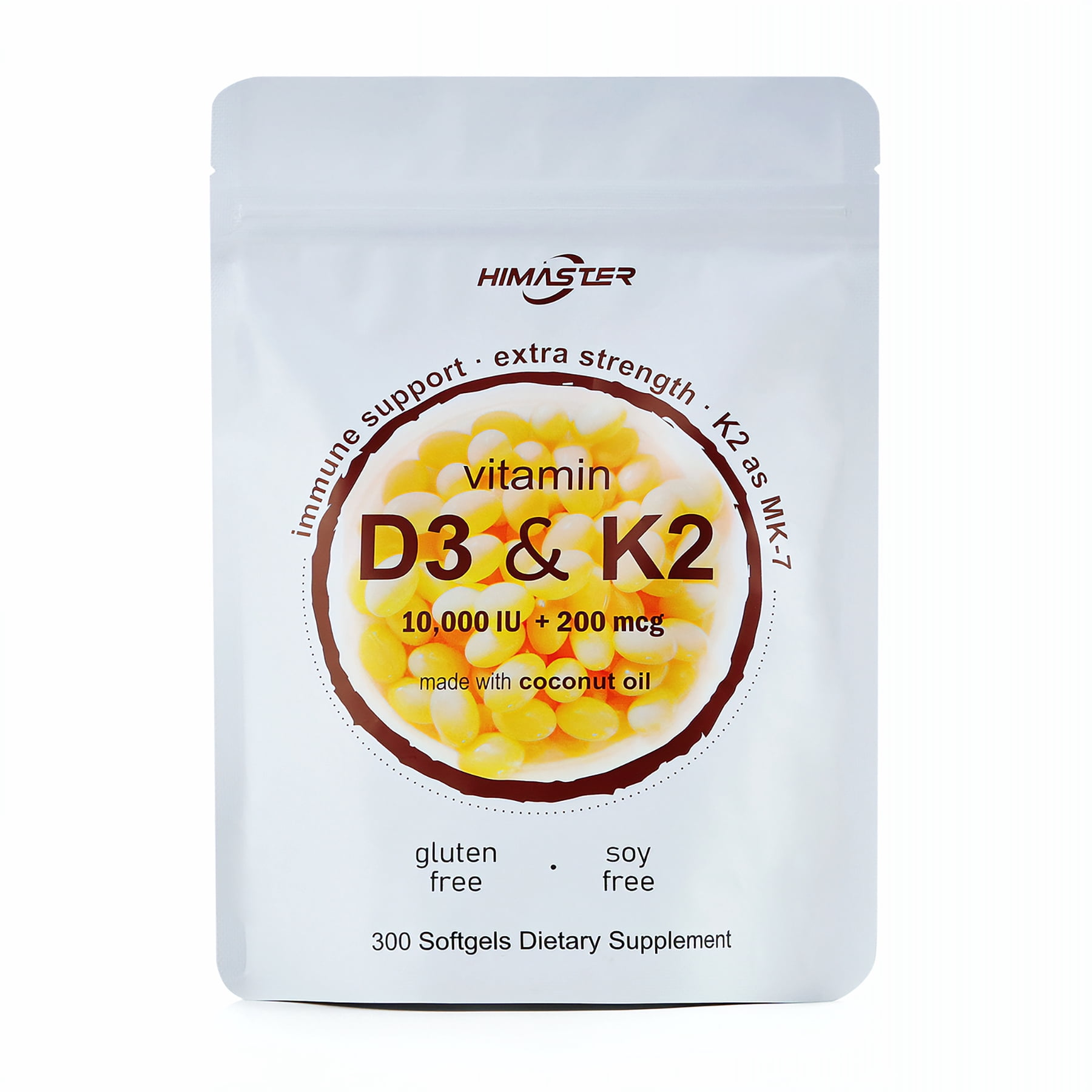 1 Bag(300 capsules) D3 K2 Vitamin with Vitamin K2 (MK7), Replenish