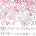 thumbnail image 1 of 1 Bag 300Pcs 17 Styles Assorted Acrylic Beads Butterfly Heart Bead Bulk Pink Candy Color Pastel Plastic Flower Star Bow Round Beads for Bracelets Jewelry Making Necklace DIY Crafts Accessories, 1 of 5