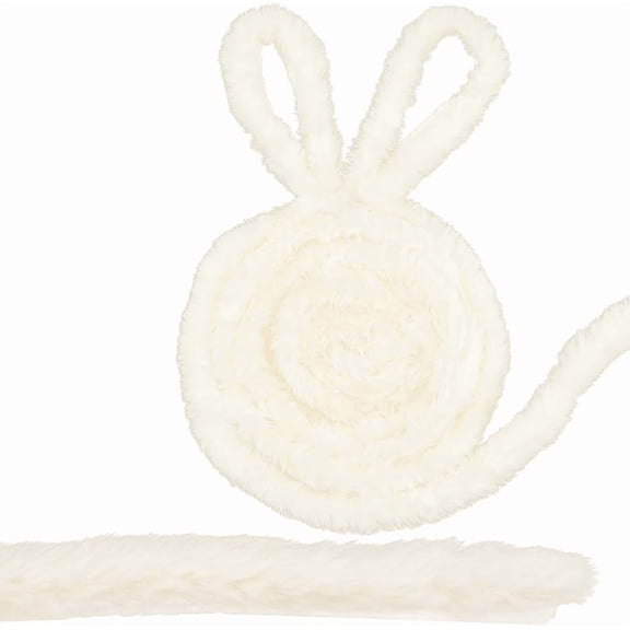 1 Bag 4.75m x 3cm Artificial Rabbit Fur Trim Beige Fluffy Faux Fur Strips Christmas Faux Fur Furry Craft Ribbon Costume Material Trimming for Christmas Tree Garlands Capes Hats Sewing Edging