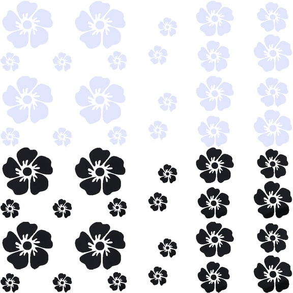 1 Bag 4 Sheets 2 Colors Flower PVC Waterproof Car Stickers Reflective Self-Adhesive Decals for Vehicle Decoration Mixed Color 132x300x0.3mm