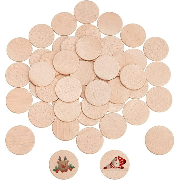 1 Bag 50 Pcs Beech Wooden Round Pieces 5cm Wood Circles Round Slices Wooden Cutouts Ornaments for DIY Crafts Painting Wedding and Home Decoration 3.2mm Thick