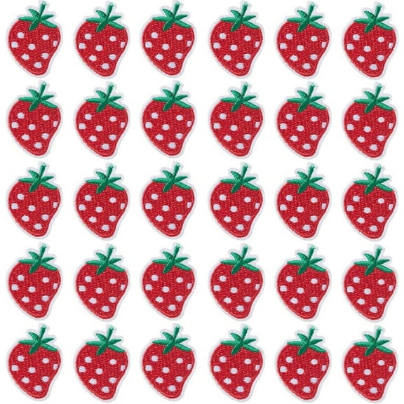 1 Bag 50Pcs Strawberry Embroidered Patches Embroidery Cloth Iron on Patches Mini Cute Red Fruit Applique Patches for Women Sewing DIY Clothes Jackets Dress Jeans Hat Backpacks diy Red
