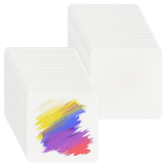 1 Bag 50Pcs Wood Pulp Cotton Blank Greeting Cards Square White 90x90x0.5mm