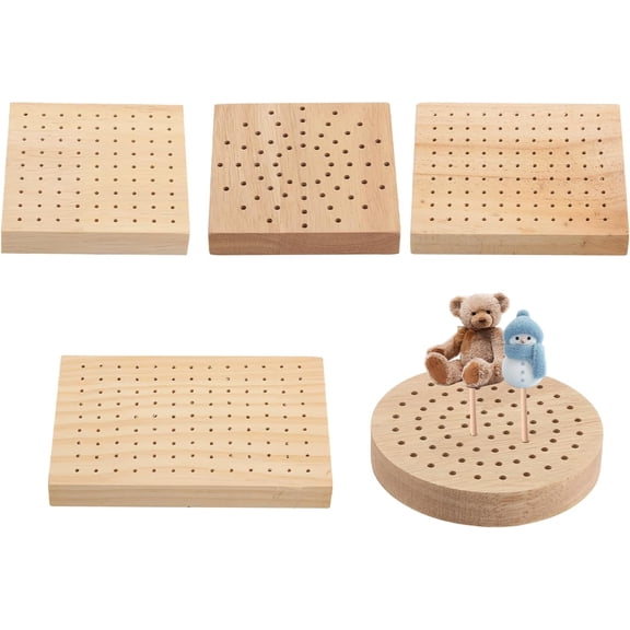 1 Bag 5Styles Wooden Cake Pop Stand Display Oak Wooden Clay Figurines Doll Display Trays for DIY Craft Pottery Clay Model Pick Displays Wheat