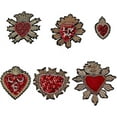 thumbnail image 1 of 1 Bag 6 Styles Sequin Heart Applique Heart Crystal Embroidery Patches Handmade Bling Applique Sew on Applique Repair Patch for Clothing Jacket Backpack Hat DIY Crafts Decorations Red Golden, 1 of 7