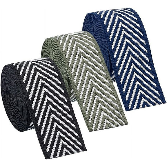 1 Bag 6 Yards 3 Colors Polyester Twill Tape 1-1/2 inch Wide Arrow Patterned Webbing Strap Herringbone Webbing Tape Roll for Apron Sewing Dressmaking Craft 2 yards/color