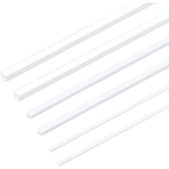 1 Bag 60pcs ABS Plastic Square Solid Bar Rods 1/2/3mm White ABS Plastic Square Tube Solid Square Tube Styrene Rod for DIY Sand Table Architectural Model Making