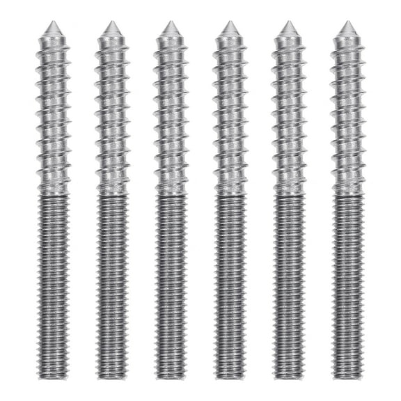 1 Bag 6Pcs Double Headed Hanger Bolts Bolts Thread Self-Tapping Screws (M6*60)