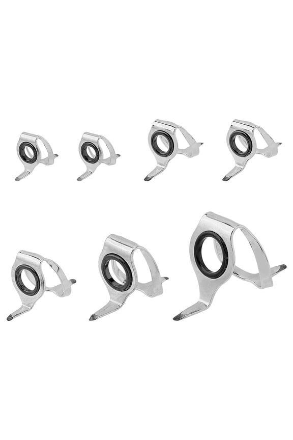 1 Bag 7Pcs 5 Style Stainless Steel Fishing Rod Guide Ring Fishing Rod Pole Line Guide Stainless Steel Color 25~63x13~30x14.5~35mm Hole: 5~14mmDIY