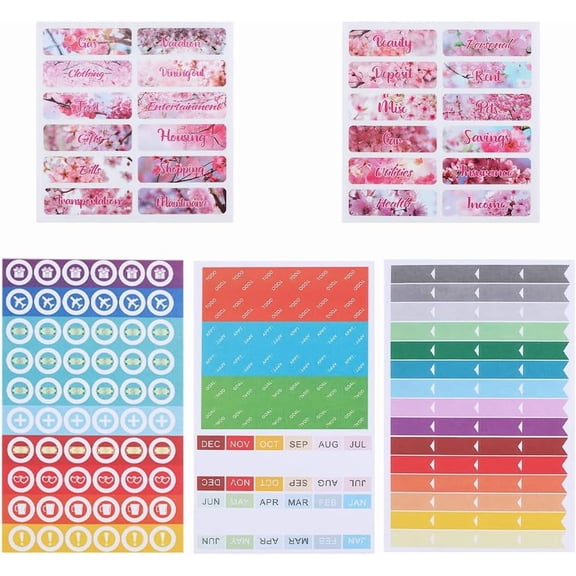 1 Bag 9 Sheets 3 Styles Colorful Rectangle Coated Paper Self Adhesive Budget Labels Stickers 194x142x0.1mm Sticker: 7~21x12~66mm 3 sheets/style