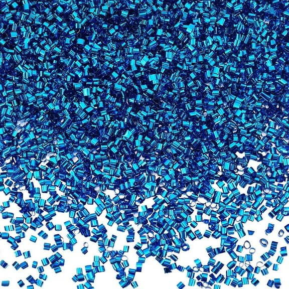 1 Bag 90g Iridescent Tube Beads Blue Bingsu Beads Add Ins Bingsu Clear Iridescent Crispy Small Micro Straw Tube Crunchy Bugle Beads Bulk for Wedding Party Fill DIY Adults Crafts Supplies DIY
