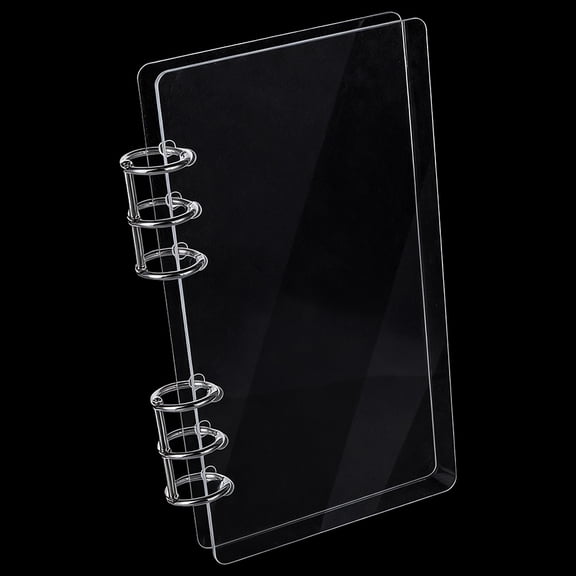 1 Bag Acrylic Binder Covers with Alloy Loose Ring Rectangle Clear 190x105x2mm
