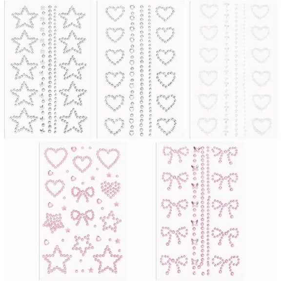 1 Bag Acrylic Rhinestone Stickers Paper Sheets for Craft Mixed Shapes Mixed Color 150x90x0.5~3mm Sticker: 2.5~30.5x2..5~30mm 5pcs/bag for DIY