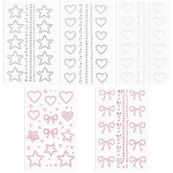 1 Bag Acrylic Rhinestone Stickers Paper Sheets for Craft Mixed Shapes Mixed Color 150x90x0.5~3mm Sticker: 2.5~30.5x2..5~30mm 5pcs/bag