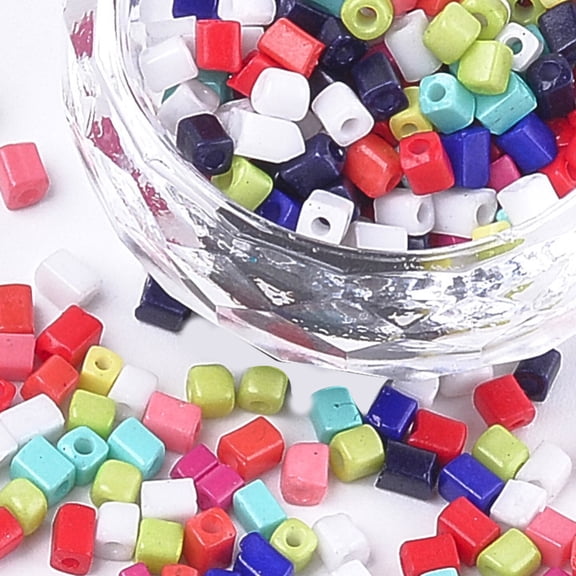 1 Bag Baking Paint Glass Beads Cube Mixed Color 3~6x2~2.5x2~2.5mm Hole: 1mm 15000pcs/bag
