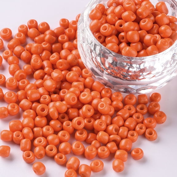 1 Bag Baking Paint Glass Seed Beads Orange Red 8/0 3mm Hole: 1mm about 10000pcs/bag