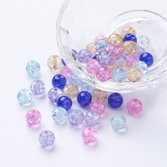 1 Bag Baking Painted Glass Beads Lavender Garden Mix Round Mixed Color 8~8.5x7.5~8mm Hole: 1mm about 100pcs/bag